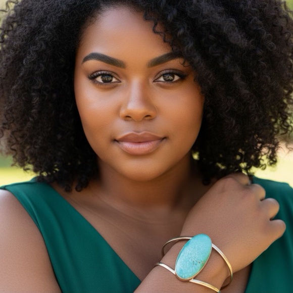 925 Sterling Silver and Blue Turquoise Cuff - Picture 2 of 4
